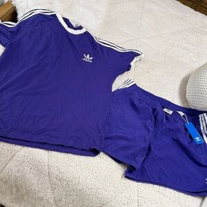 Adidas Men's Purple Athletic shirt and new Shorts